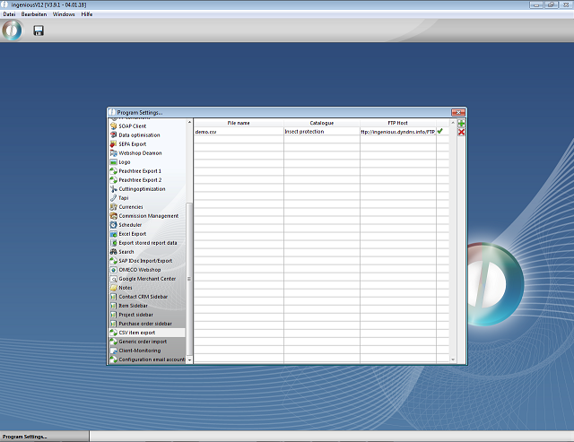 Generic item-export - Settings