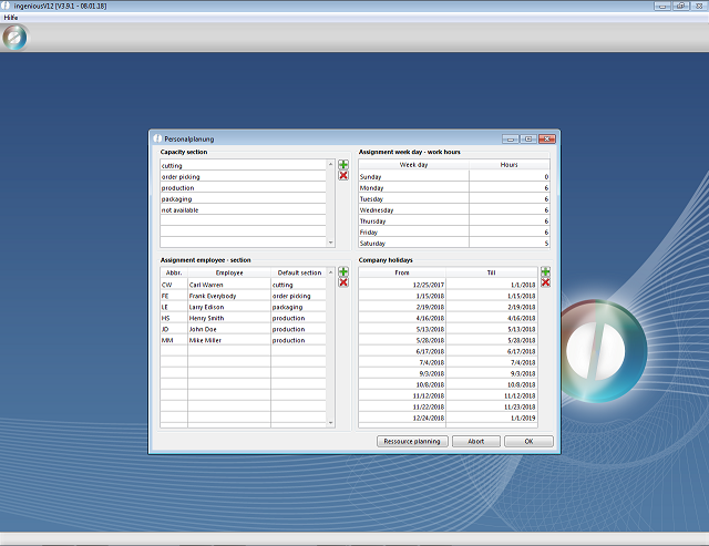 Extended capacity planning - Settings