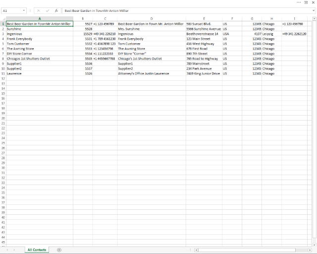 Exported CSV list