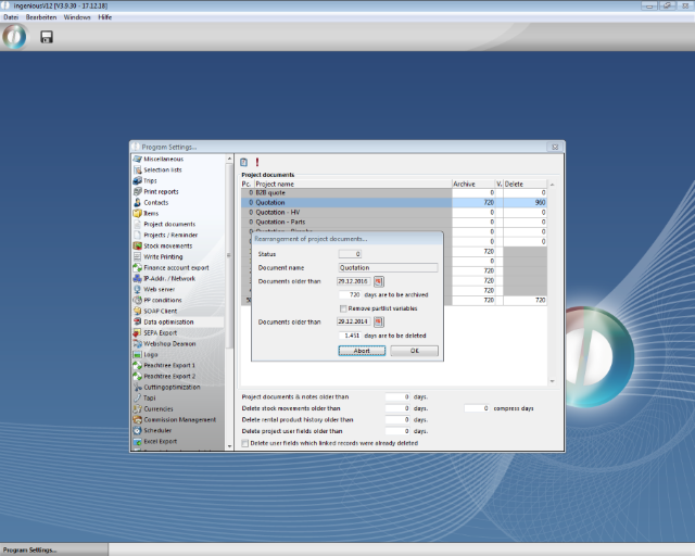 Date selection in the data optimization