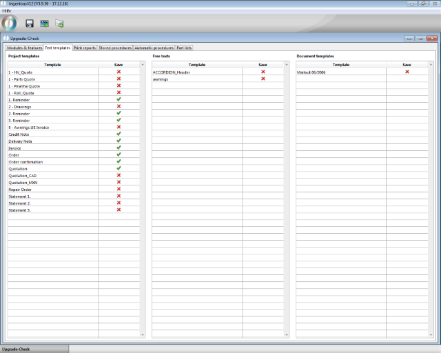 Upgrade-Check text templates