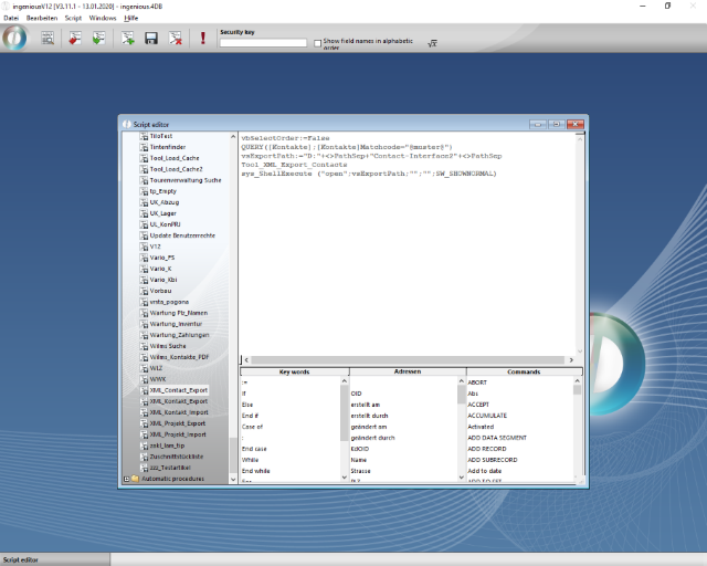 Script for direct export of contacts