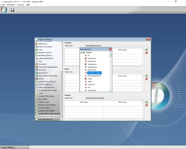Definition of the search string