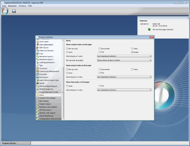 Settings for more detailed contact overview