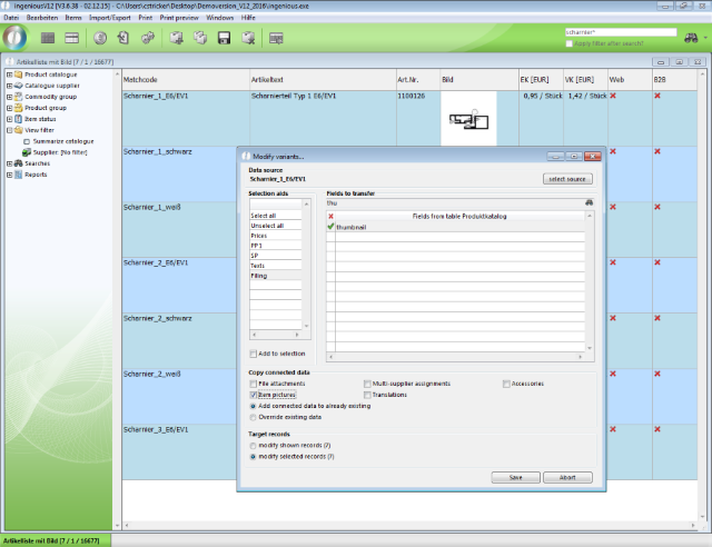 Copying item pictures with variant modification